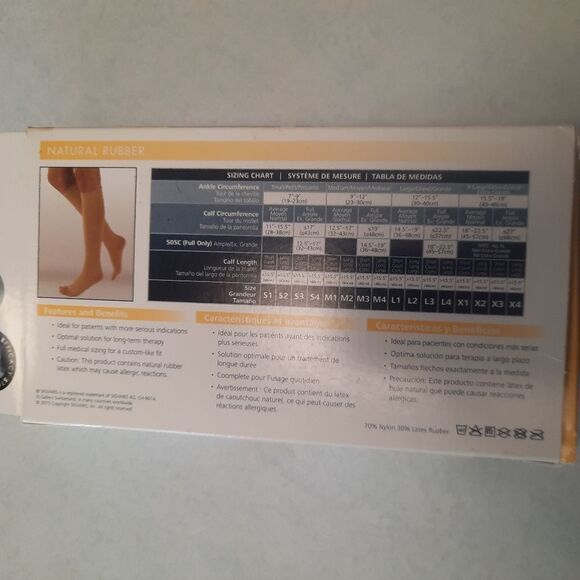 Sigvaris Natual Rubber Compression Stockings M3 Beige 30-40 mmHg open toe - Picture 3 of 5